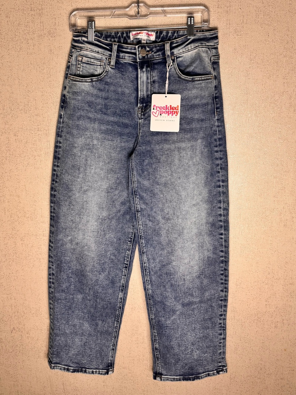 Boyfriend Jeans with Vintage Wash - Blue Risen x Freckled Poppy